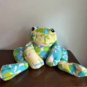 Frog Microbead Plush Floral Print Blue Green Floppy Nylon Flower RN116768 22"